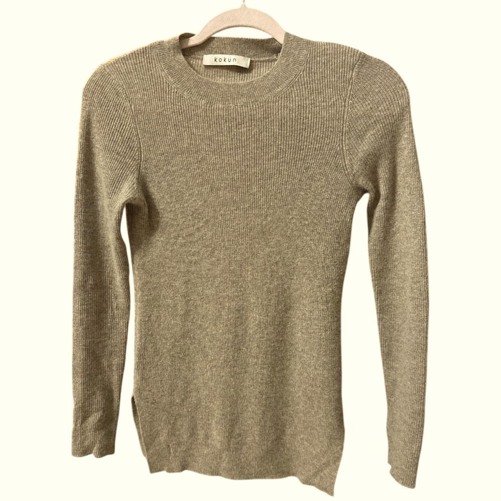 Kokun Cashmere Sweater Women’s size XS color is Taupe/Beige
